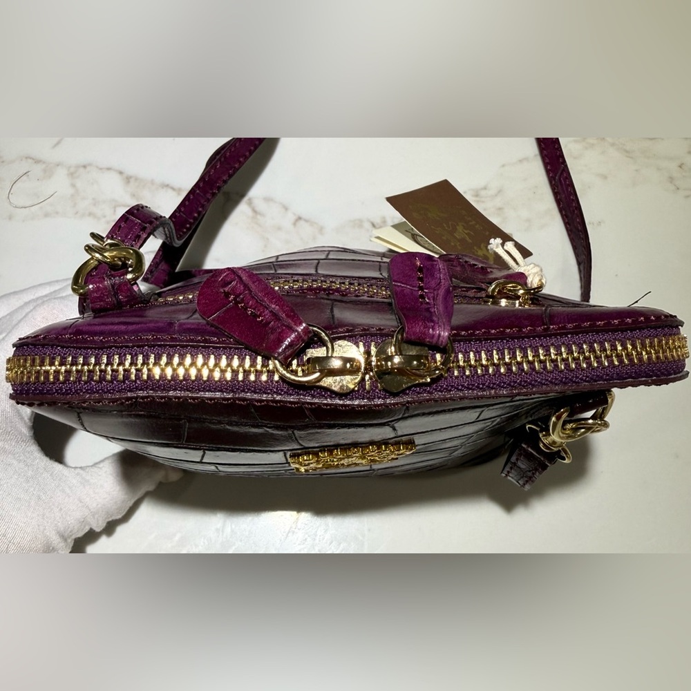 PRATESI Italian Firenze Leather Crossbody with Storage bag, Purple - Picture 14 of 16